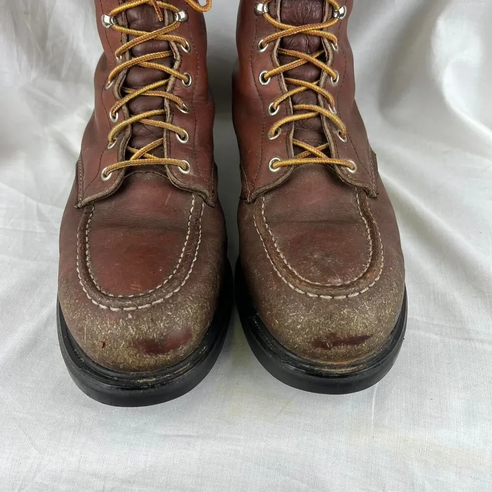 Vintage Red Wing Brown Leather Lace Up Boots With a Chunky Sole Size 12 D